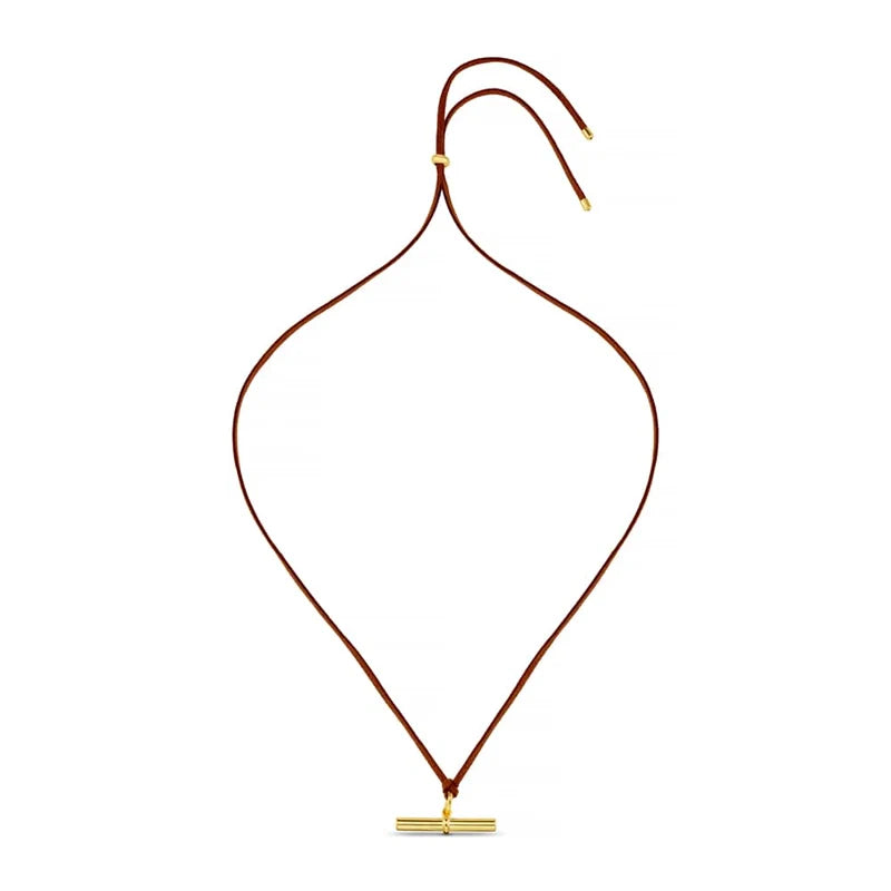 Orelia T-Bar Cord Adjustable Necklace 18k Gold Plated