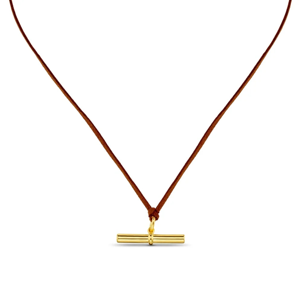 Orelia T-Bar Cord Adjustable Necklace 18k Gold Plated