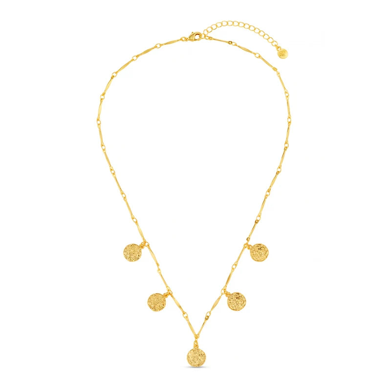 Orelia Gold Molten Coin Multi Drop Necklace