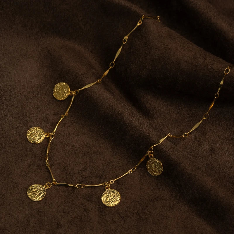 Orelia Gold Molten Coin Multi Drop Necklace