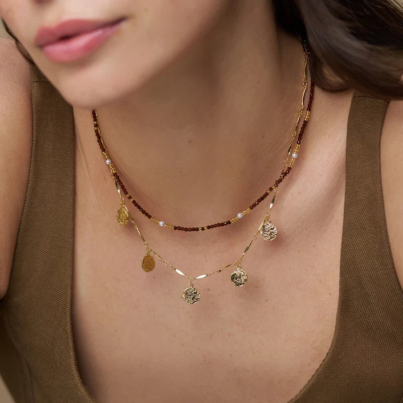 Orelia Gold Molten Coin Multi Drop Necklace