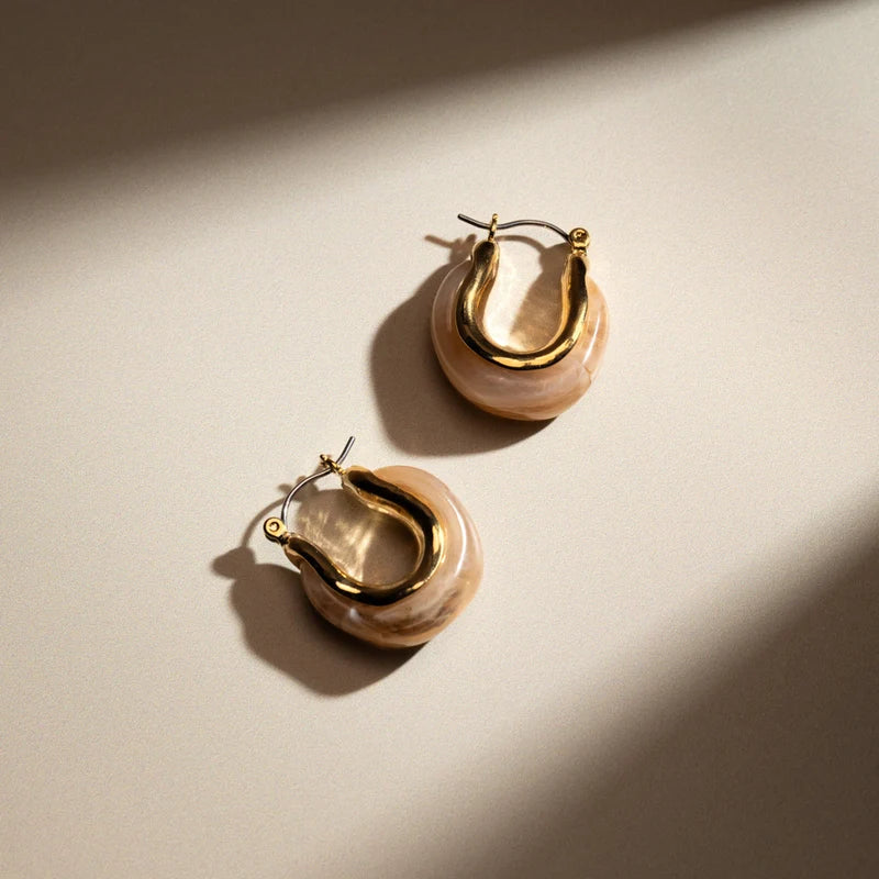 Orelia Resin & Molten Detail Hoop Earring 18k Gold Plated