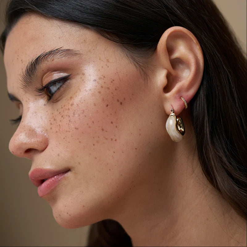 Orelia Resin & Molten Detail Hoop Earring 18k Gold Plated