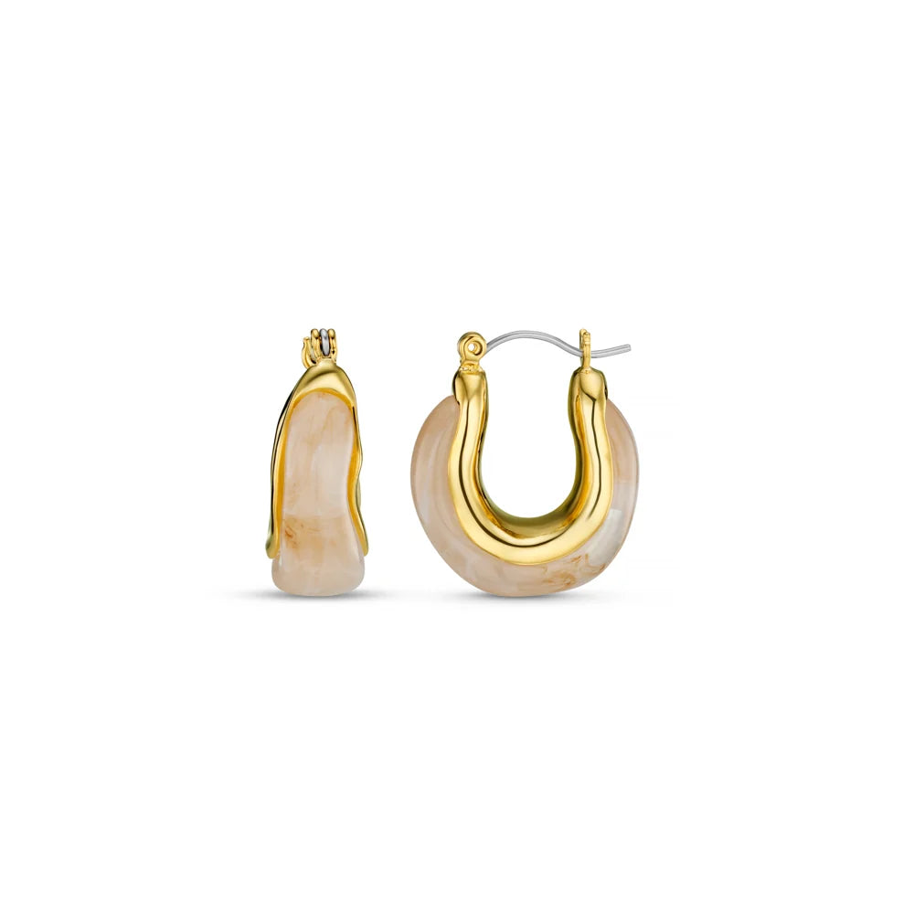 Orelia Resin & Molten Detail Hoop Earring 18k Gold Plated