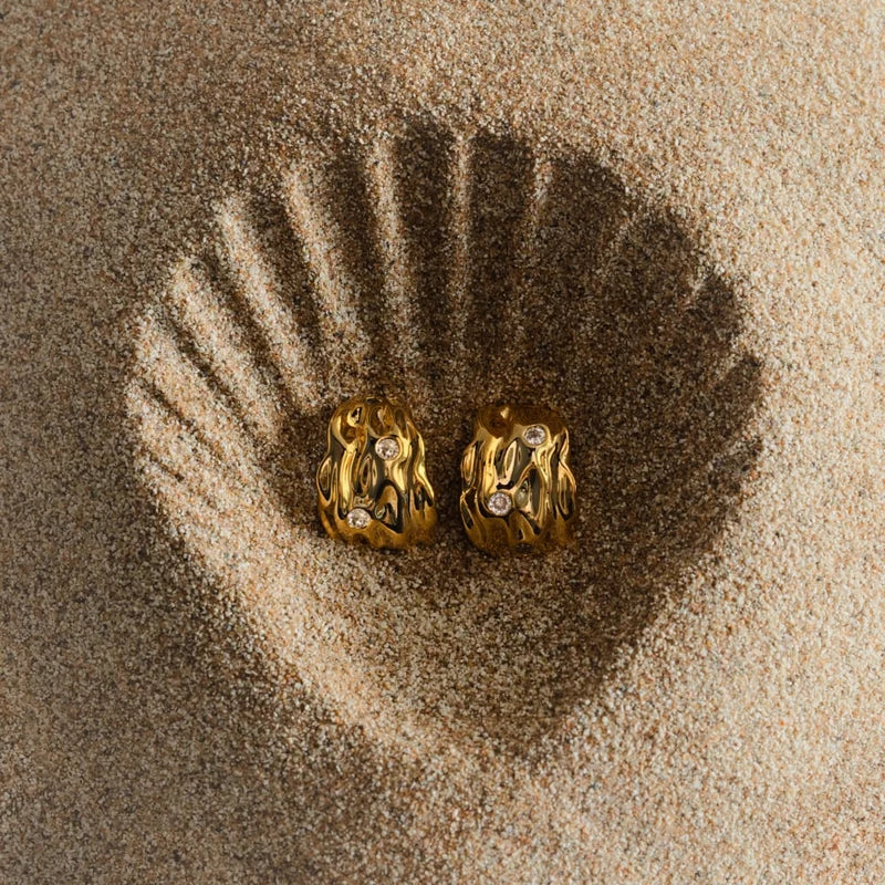Orelia Gold Molten Tapered Crystal Earrings