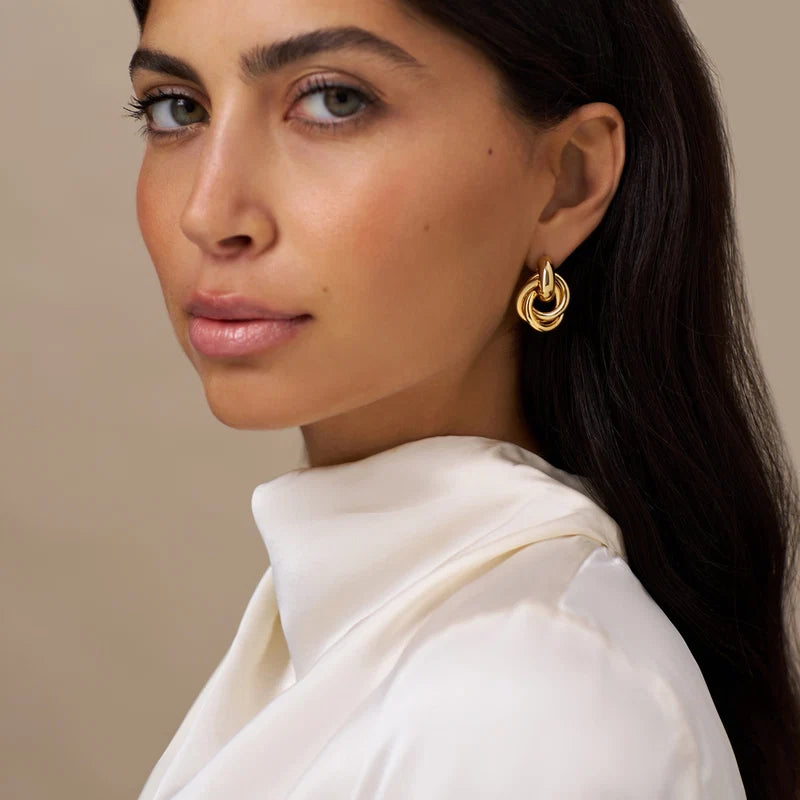 Orelia Gold Statement Interlocking Earrings 18k Gold Plated