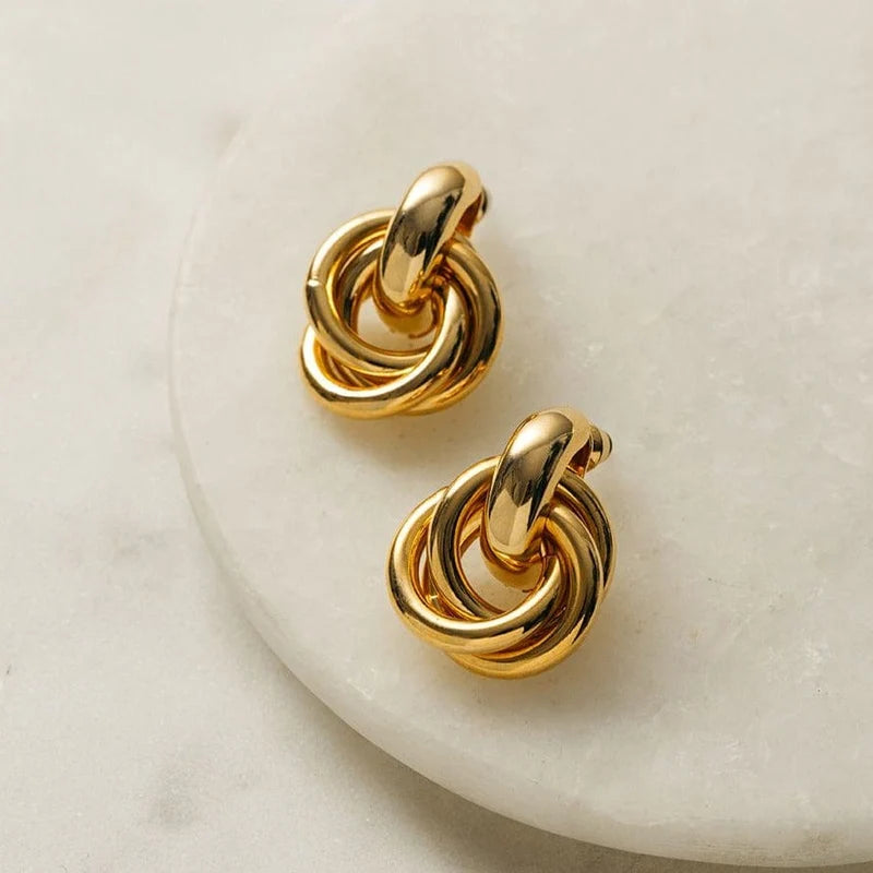 Orelia Gold Statement Interlocking Earrings 18k Gold Plated
