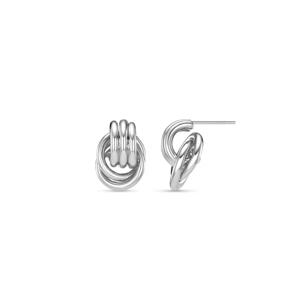 Orelia Silver Mini Interlocking Stud Earrings 925 Sterling Silver Plated